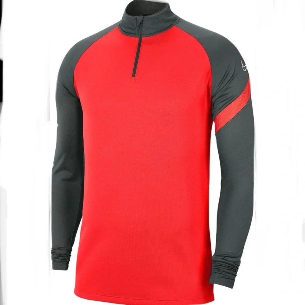 Nike Grey and Red Quarter-Zip Top